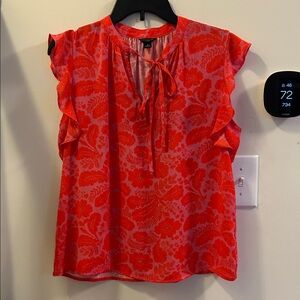 Ann Taylor Coral Floral Blouse